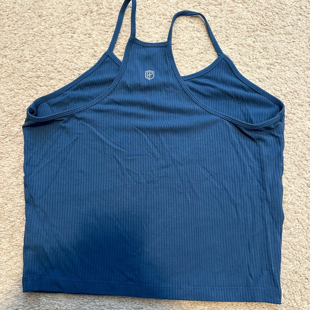 Blue Ribbed Tank Top - Picture 3 of 3